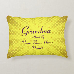 Change Add Names Grandma Is Loved By Stars Yellow Decorative Cushion