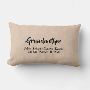 Change Add Names Grandmother Grandchildren Names  Lumbar Cushion