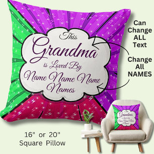 Change Add Names This Grandma Loved Green Purple Cushion