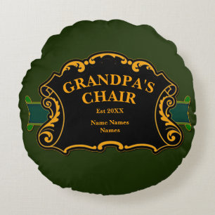 Change All Names This is Grandpa's Chair Grandkids Round Cushion