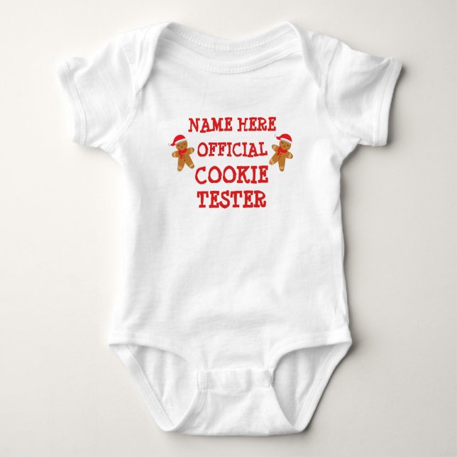Change ALL TEXT add Name Offical Cookie Tester Baby Bodysuit (Front)
