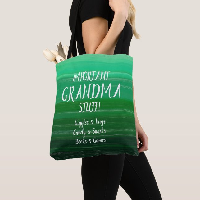 Change ALL Text & Grandmother Name Important Stuff Tote Bag (Close Up)