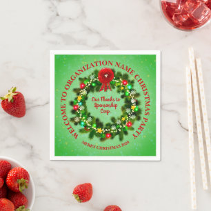 Change ALL Text Organisation Christmas Cocktail Napkin
