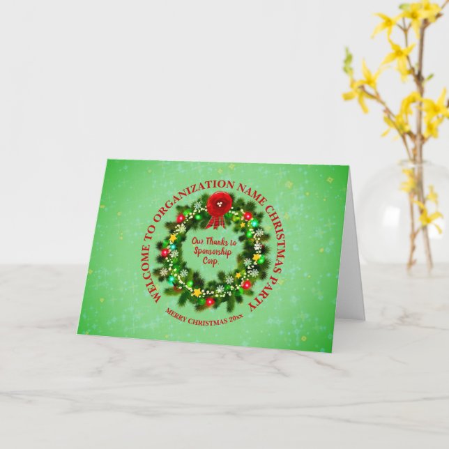 Change ALL Text Organisation Christmas Party Card (Yellow Flower)