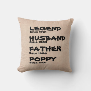 Change ANY Name Date Legend Husband Father Grand  Cushion