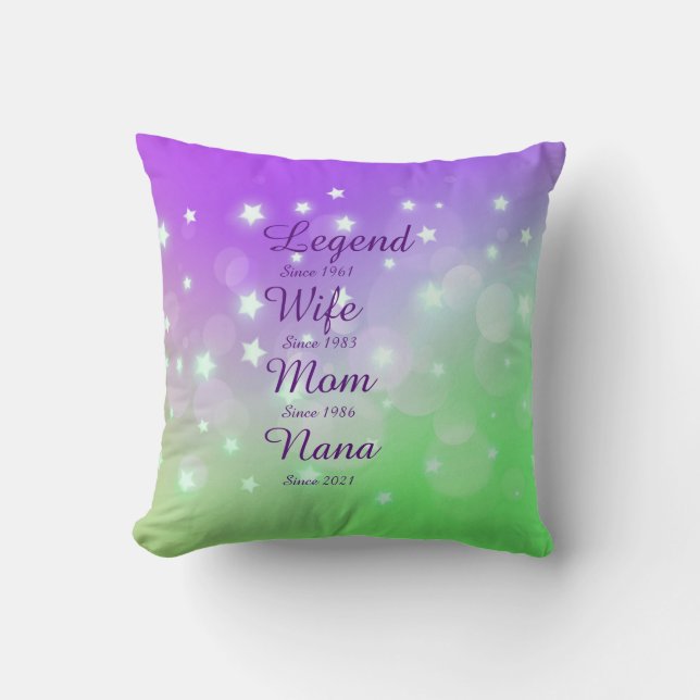 Change ANY Name Date Legend Wife Mum Nana Cushion (Front)