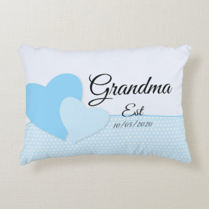 Change Any Text Grandma est Grandmother Baby Blue Decorative Cushion