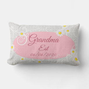 Change Any Text Grandma est Grandmother Pink Girl Lumbar Cushion