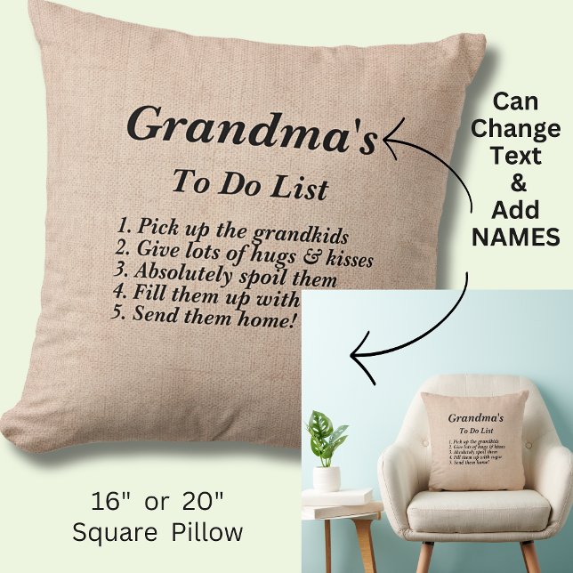 Change any Text - Grandma's To Do List  Cushion (Creator Uploaded)