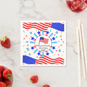 Change Any Text USA Flag Independence Day July 4th Napkin
