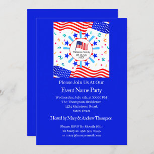 Change Any Text USA Flag Independence Day National Invitation