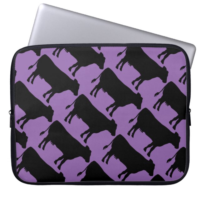 Change Background Black Cow Laptop Sleeve (Front)
