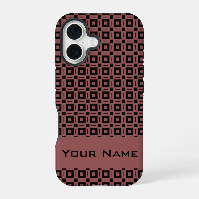 Change Colours! Funky Retro Squares Dots Pattern iPhone 16 Case (Back)