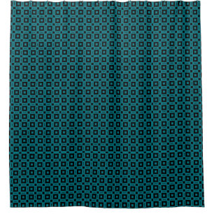 Change Colours! Funky Retro Squares Dots Pattern Shower Curtain