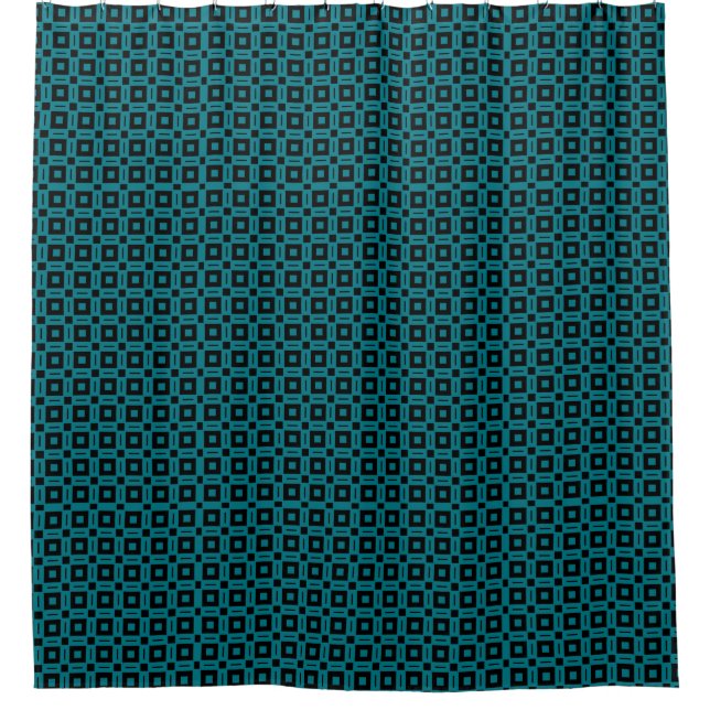 Change Colours! Funky Retro Squares Dots Pattern Shower Curtain (Front)