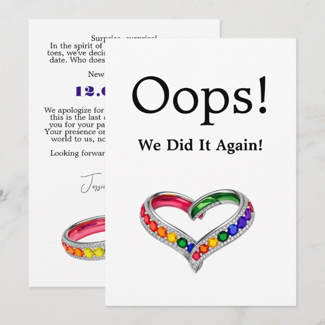 Change Date - OOOOPS 🌈 Intertwined in Pride Save The Date (Front/Back)