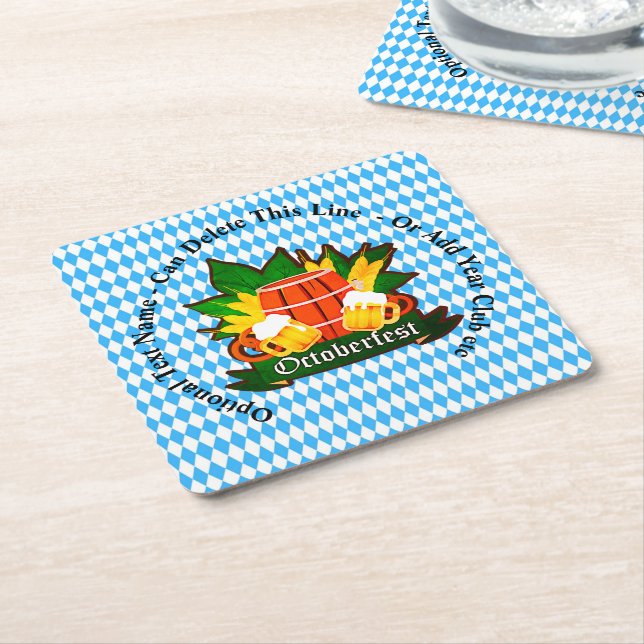 Change / Delete Text Add Other Details Octoberfest Square Paper Coaster (Angled)
