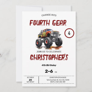 Change Gear Monster Truck Birthday Invitation
