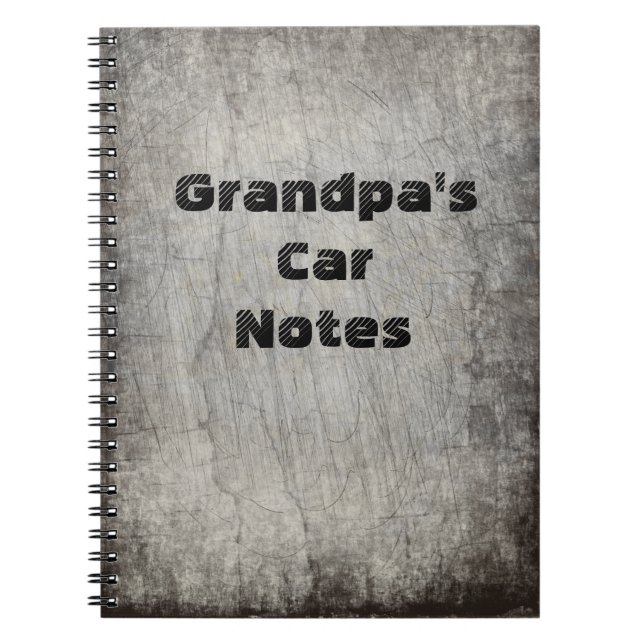 Change Grandfather Name & Title Grandpas Car Notes Notebook (Front)
