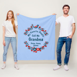 Change Grandmother Name Add Kids - Favourite Peopl Fleece Blanket
