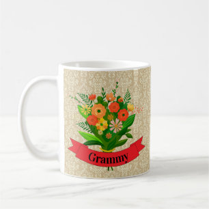 Change Grandmother Name Grammy Nana Grandma Flower Coffee Mug