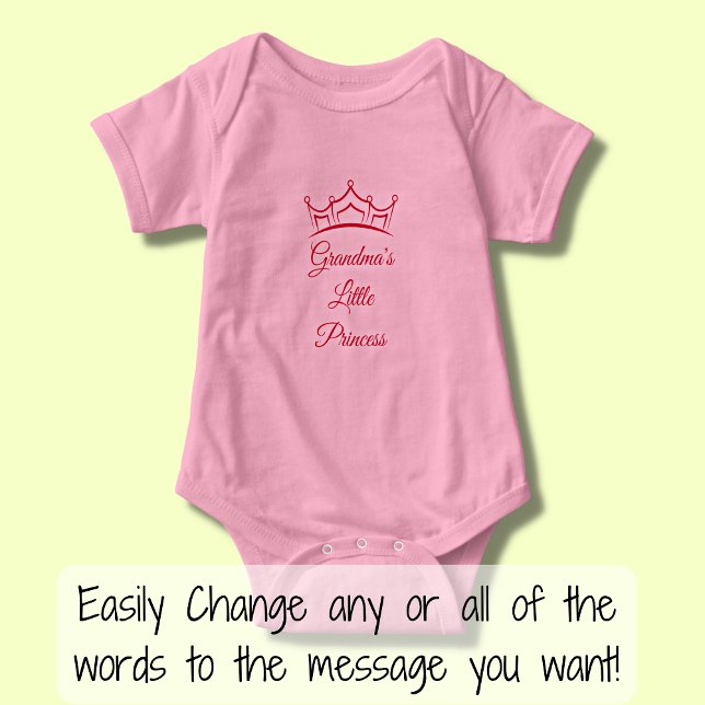 Change Grandmother Name Grandma's Little Princess Baby Bodysuit (Creator Uploaded)