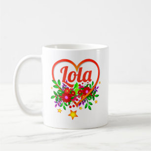 Change Grandmother Name - Lola - Heart & Flowers Coffee Mug