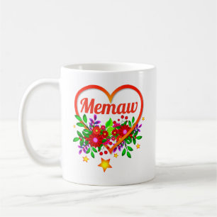 Change Grandmother Name - Memaw -  Heart & Flowers Coffee Mug