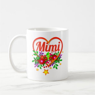 Change Grandmother Name - Mimi - Heart & Flowers Coffee Mug