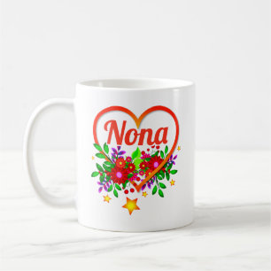 Change Grandmother Name - Nona - Heart & Flowers Coffee Mug
