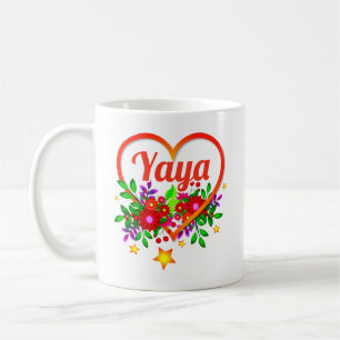 Change Grandmother Name - Yaya - Heart & Flowers Coffee Mug