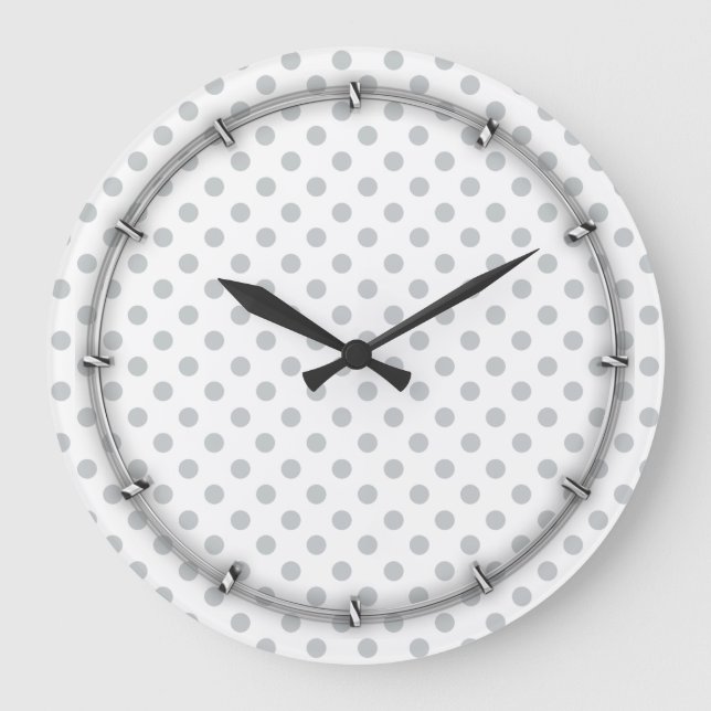 Change Grey Polka Dots Any Color Click Customize Large Clock (Front)