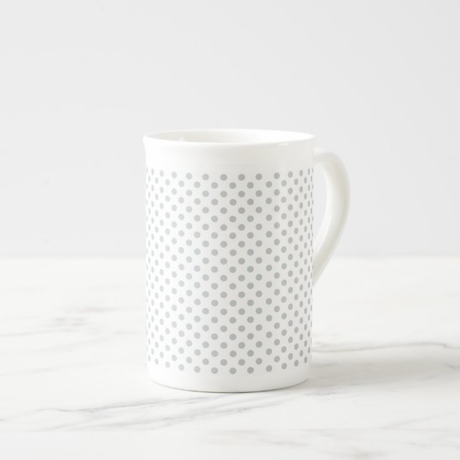 Change Grey Polka Dots Any Colour Click Customise Bone China Mug (Front Right)