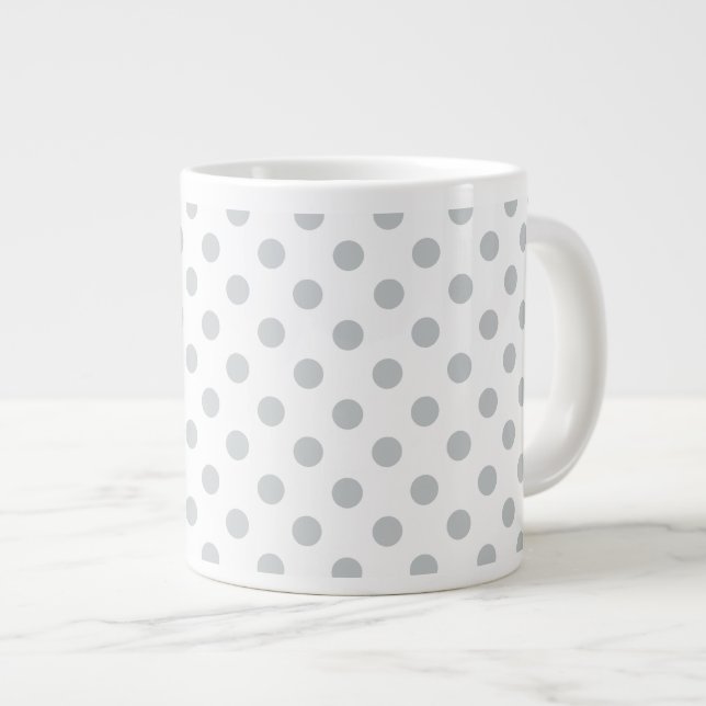 Change Grey Polka Dots Any Colour Click Customise Large Coffee Mug (Front Right)