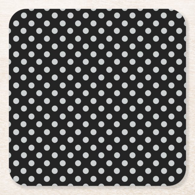 Change Grey Polka Dots Any Colour Click Customise Square Paper Coaster (Front)