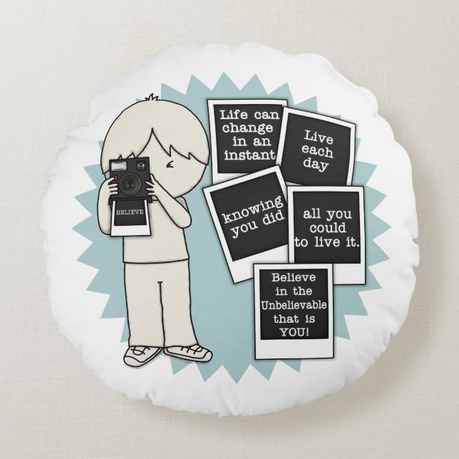 Change in an Instant Round Cushion (Front)