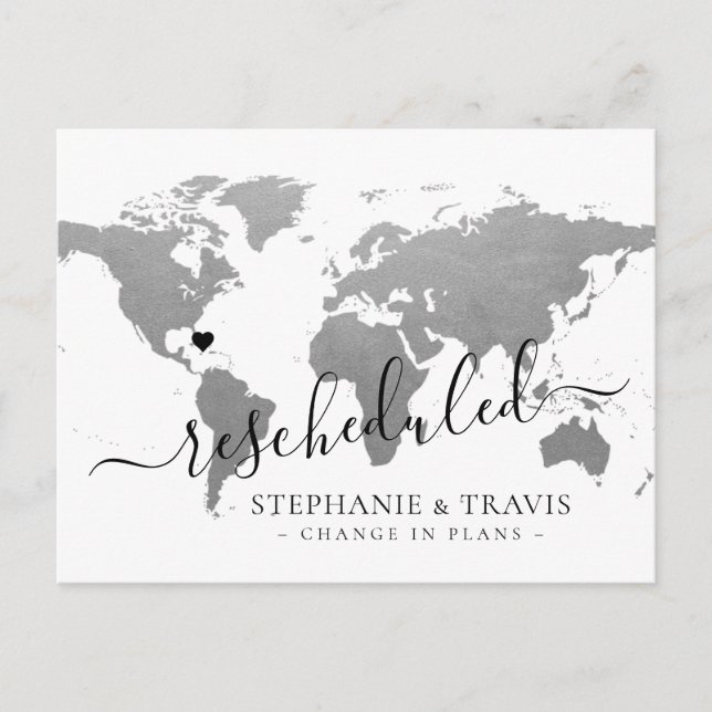 Change in Plans New Date Destination Wedding Announcement Postcard (Front)