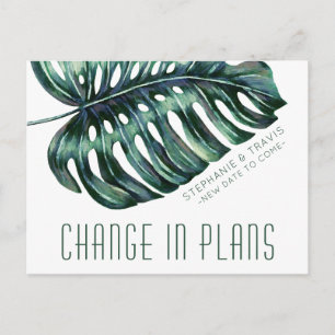 Change in Plans Tropical Wedding Postponement Postcard