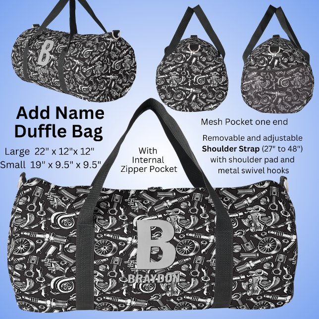 Change Initial, Add (delete) Name, Auto Car Parts  Duffle Bag (Creator Uploaded)