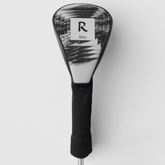 Change Initial, Add (delete) Name, Black Brush     Golf Head Cover (Front)