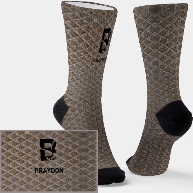 Change Initial, Add (delete) Name, Checker Plate Socks (Creator Uploaded)