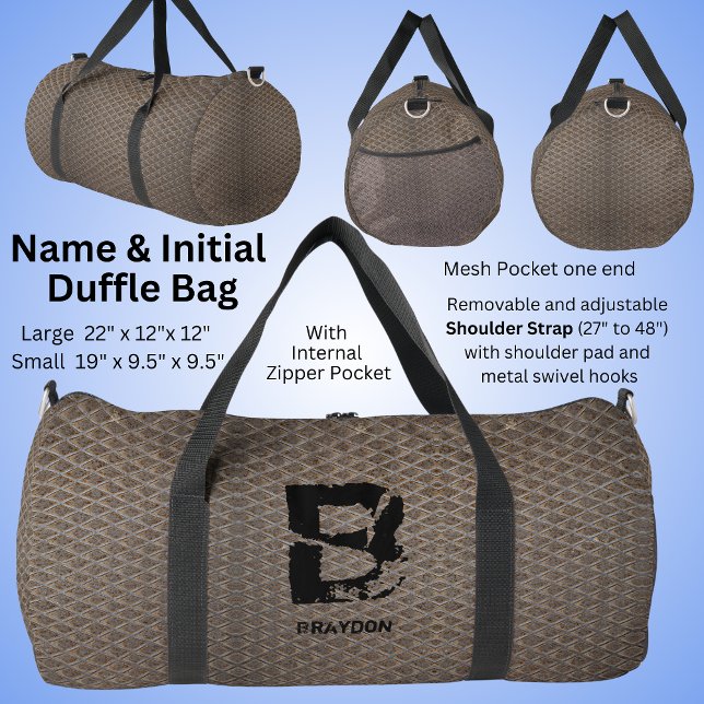 Change Initial, Add (delete) Name, Chequered Plate Duffle Bag (Creator Uploaded)