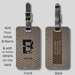 Change Initial, Add (delete) Name, Chequered Plate Luggage Tag