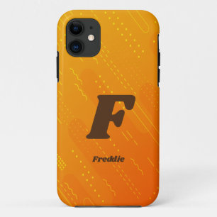Change Initial, Add (delete) Name,  Orange Yellow  iPhone 11 Case