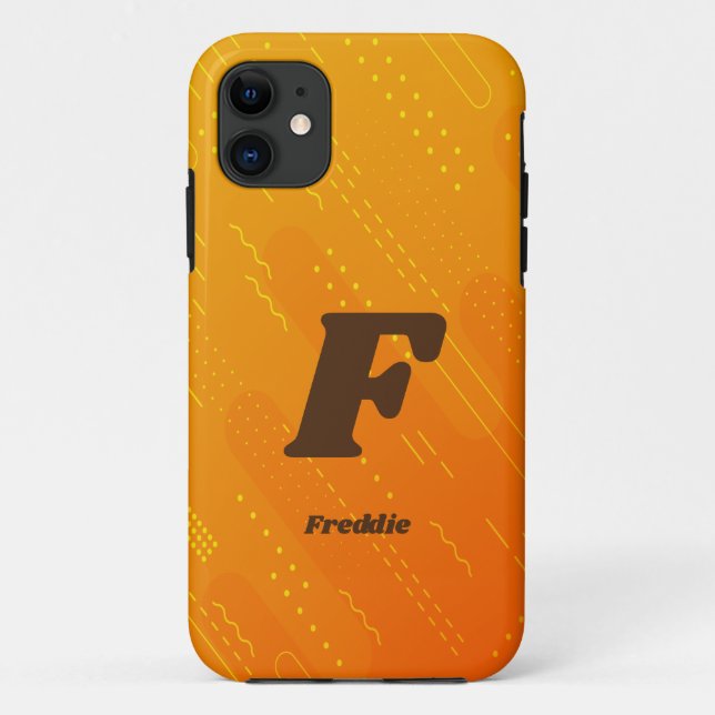Change Initial, Add (delete) Name,  Orange Yellow  Case-Mate iPhone Case (Back)