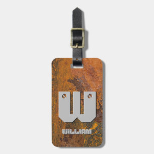 Change Initial, Add (delete) Name, Rusty Metal  Luggage Tag