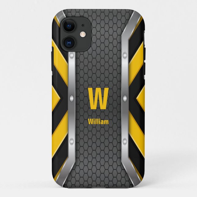 Change Initial, Add (delete) Name, Safety Yellow  Case-Mate iPhone Case (Back)
