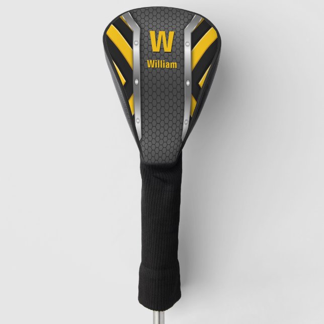 Change Initial, Add (delete) Name, Safety Yellow   Golf Head Cover (Front)