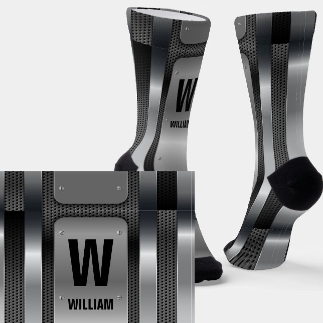 Change Initial, Add (delete) Name, Silver Metallic Socks (Creator Uploaded)