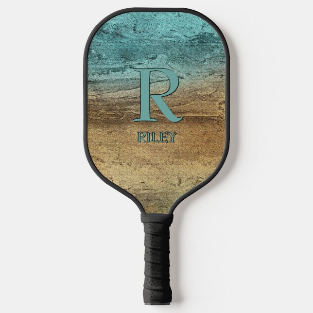 Change Initial, Add Name, Abstract Sand Paint Pickleball Paddle (Front)